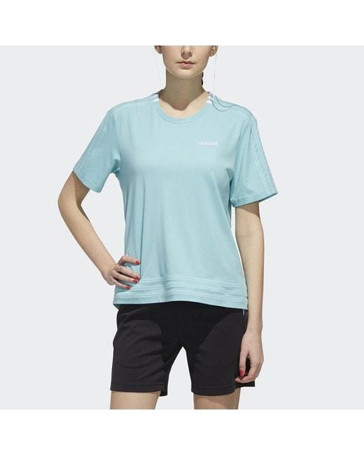 Adidas Blue (Wmns) Neo Logo Printing Training Sports Loose Round Neck Short Sleeve