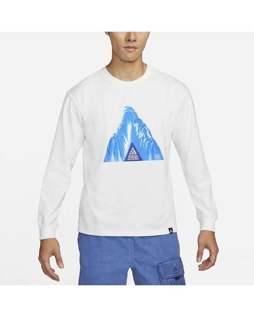 Nike White Acg Ice Cave Casual Sports Breathable Round Neck Long Sleeves T-Shirt for men