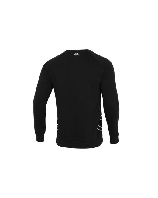 Adidas Black Big Lo Swt Ft Logo Printing Casual Sports Round Neck for men