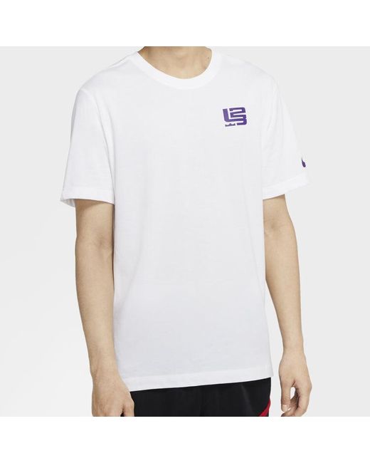 Nike White Strive For Greatness Lebron James Round Neck Short Sleeve for men