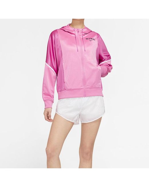 Nike Pink (Wmns) Sportswear Logo Printing Hooded Jacket Coat
