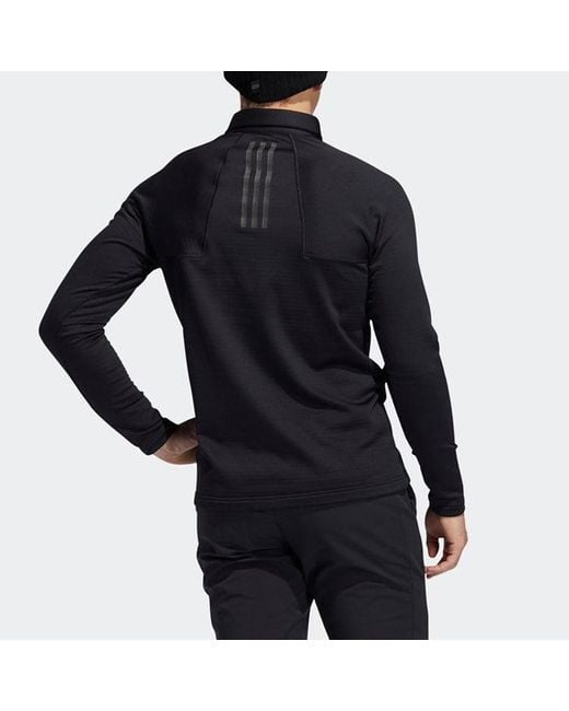 Adidas Black Golf Sports Fleece Long Sleeves Polo for men