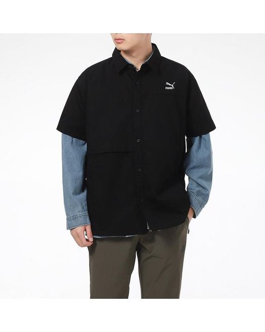 PUMA Black Classics Oversized Short Sleeve Polo Shirt for men