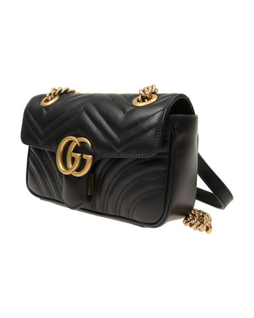 Gucci Black (Wmns) Gg Marmont Leather Single-Shoulder Chain Bag Mini