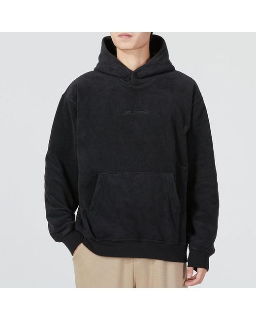 Nike Blue Solid Color Embroidered Polar Fleece Hooded Long Sleeves Hoodie Black for men