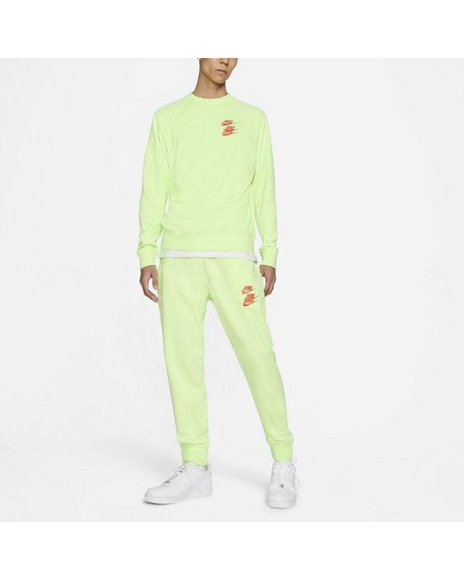 Nike Green Embroidered Logo Round Neck Pullover for men
