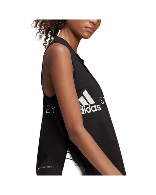 Adidas Black (Wmns) By Stella Mccartney Sportswear Logo Tank Top