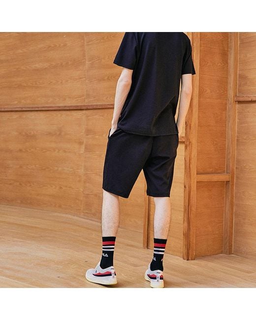 Fila Blue Logo Embroidered Casual Knit Shorts for men