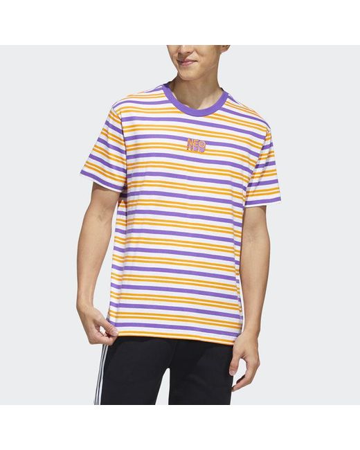 Adidas Multicolor Neo Ss22 M Sw Strp Rng T Sports Stripe Short Sleeve Colorblock for men
