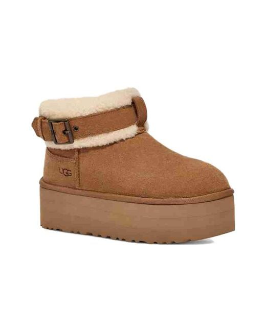 Ugg Brown (Wmns) Ultra Mini Belted Roller Boot 'Chestnut'