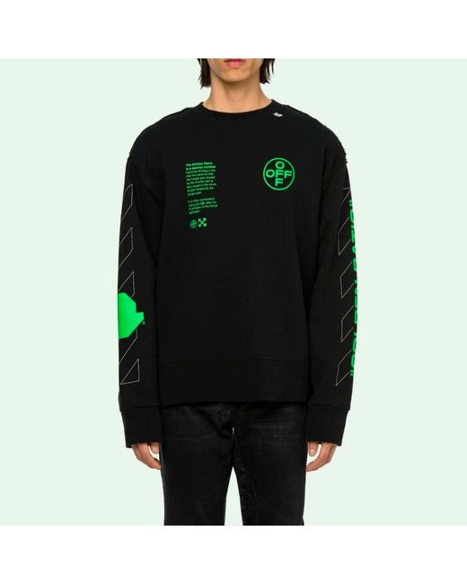 Off-White c/o Virgil Abloh Green Fluorescence Arrows Sketch Logo Sweater for men