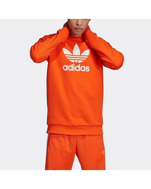 Adidas Orange Originals Chest Logo Athleisure Casual Sports Round Neck for men