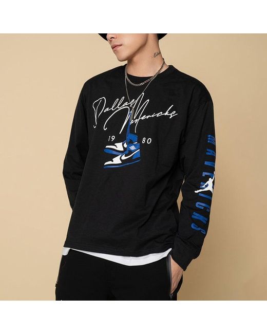 Nike Black Casual Round Neck Pullover Printing Long Sleeves T-Shirt for men