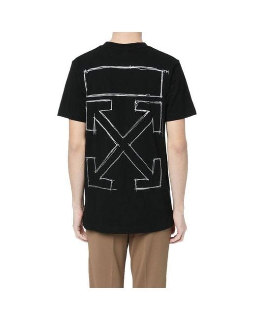 Off-White c/o Virgil Abloh Black C/O Virgil Abloh Small Character Pattern Printing Short Sleeve Ordinary Version for men
