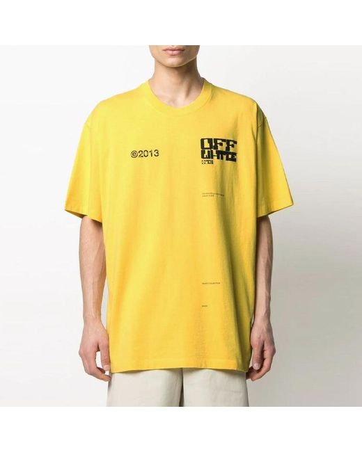 Off-White c/o Virgil Abloh Yellow Ss21 Tech Marker Logo Round Neck Short Sleeve Ordinary Version for men