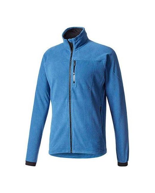 Adidas Blue Casual Sports Fleece Stand Collar Slim Fit Jacket for men