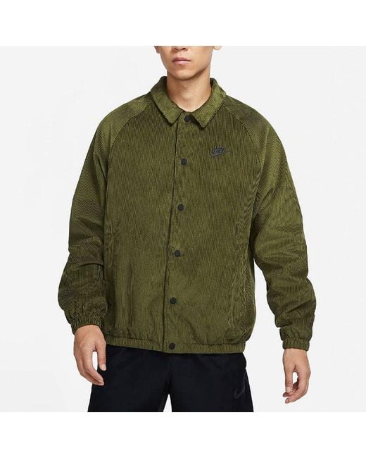 Nike Green Stack Logo Casual Corduroy Jacket Autumn for men