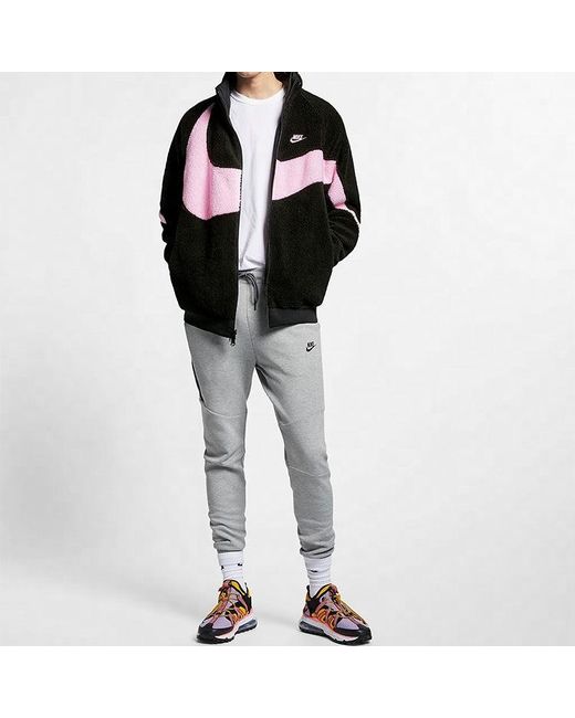 Nike Black Big Swoosh Polar Fleece Jacket for men