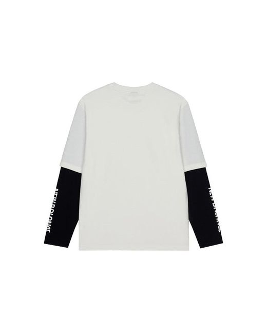 New Balance White Contrast Color Stitching Knit Round Neck Long Sleeves T-Shirt for men