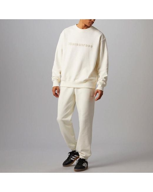 Adidas Originals X Pharrell Williams Crossover Casual Breathable Solid Color Round Neck Pullover Long Sleeves Jade White for men
