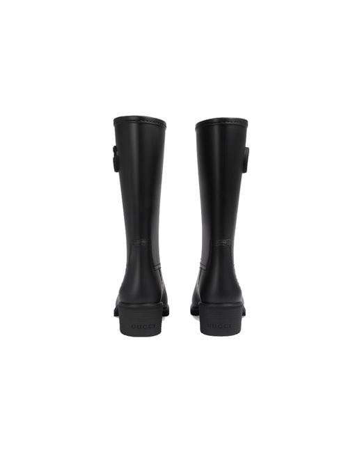 Gucci Black Rubber Rain Boots