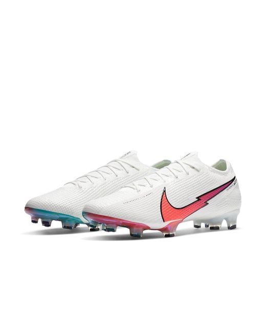 Nike White Mercurial Vapor 13 Elite Fg 'Hyper Jade Flash Crimson' for men