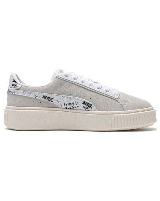 PUMA White (Wmns) Suede Platform Draw