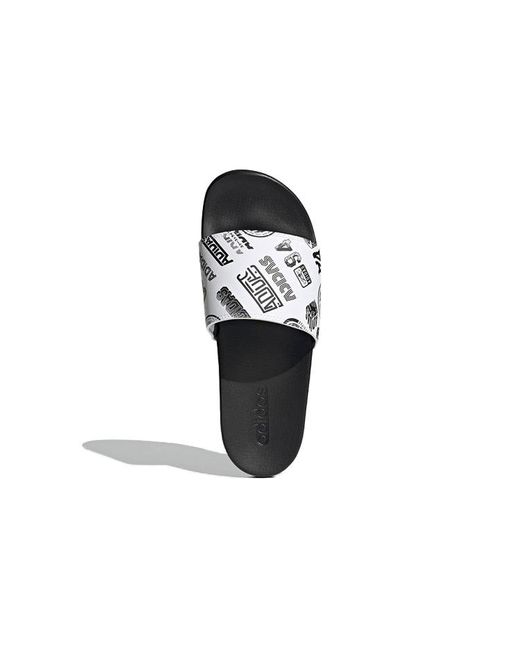 Adidas Black Adilette Comfort Slide 'All Over Logos for men