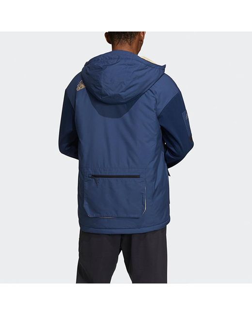 Adidas Blue Urban Pad Jkt Outdoor Sports Hooded Jacket for men