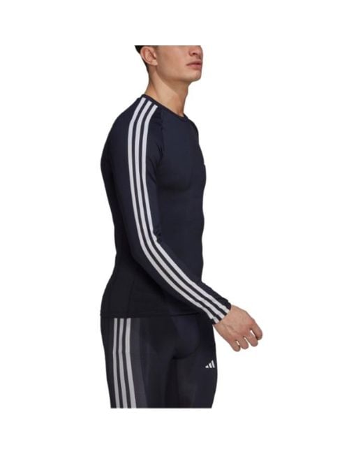 Adidas Blue Tf 3s Ls Tee Long Sleeve T-shirt for men