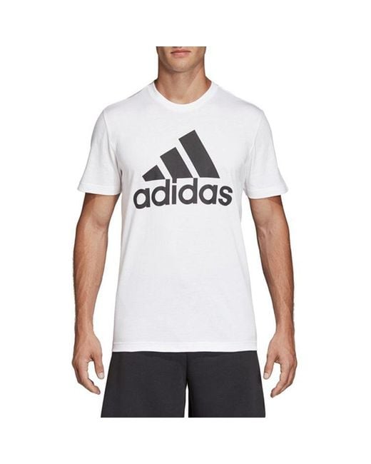 Adidas White Classical Logo Printed Tee for men