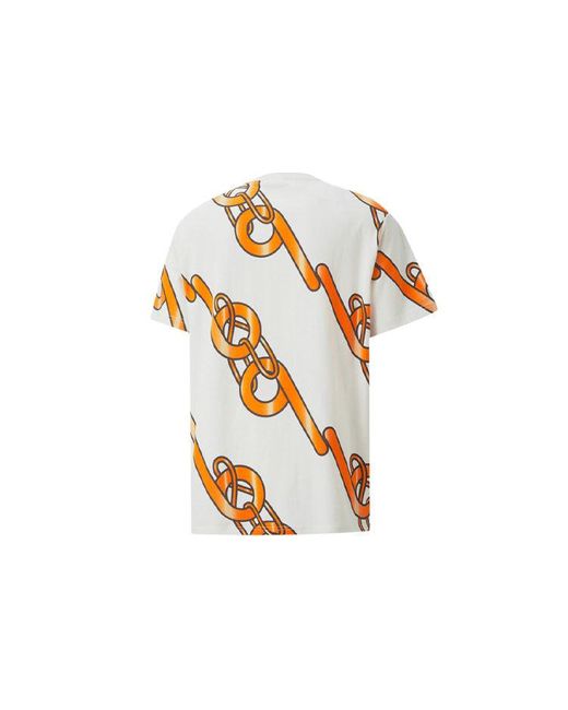 PUMA Orange X Pronounce Graphic Tee Crossover Chain Printing Athleisure Casual Sports Short Sleeve