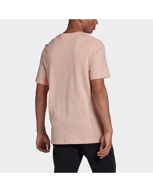 Adidas Pink Originals Sprt 3S Tee Logo Printing Sports Short Sleeve for men