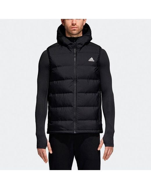 Adidas Blue Helionic Hooded Down Vest for men