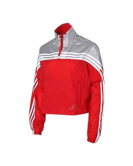 Adidas Red (Wmns) Urban Anorak Tatting Stitching Hooded Jacket
