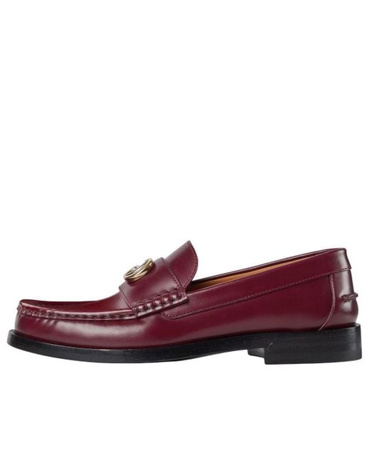 Gucci Red (Wmns) Double G Loafers 'Rosso Ancora'