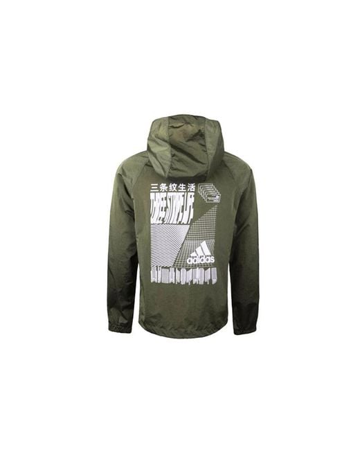 Adidas Green Half Zipper Casual Hooded Pullover Sports Jacket Tops for men