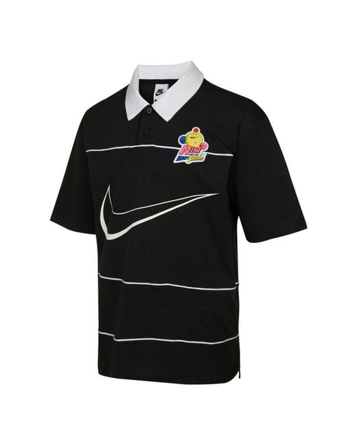 Nike Black Sportswear Contrasting Colors Athleisure Casual Sports Short Sleeve Polo Shirt for men