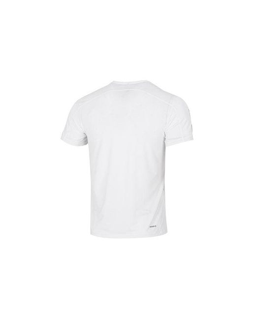 Adidas White Solid Color Stripe Logo Micro Mark Athleisure Casual Sports Round Neck Short Sleeve for men
