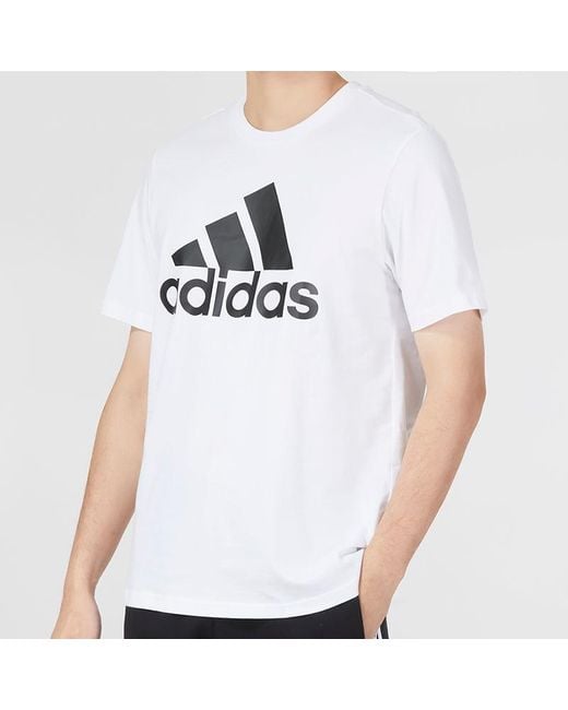 Adidas White Essentials Single Jersey Big Logo Tee for men