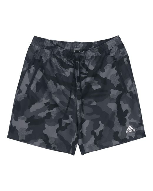 Adidas Blue Fi Camo Wvsh Athleisure Casual Sports Camouflage Woven Shorts for men