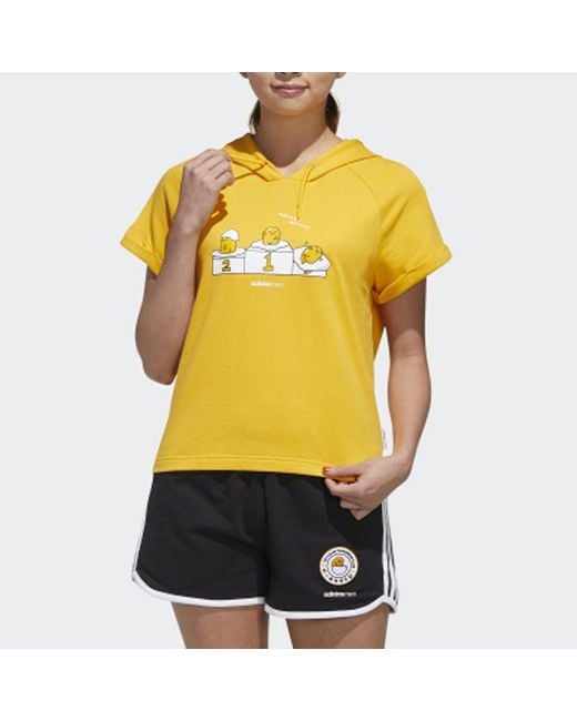Adidas Yellow (Wmns) Neo Gdtm Ss Hdy Crossover Sports Hooded Pullover Short Sleeve T-Shirt
