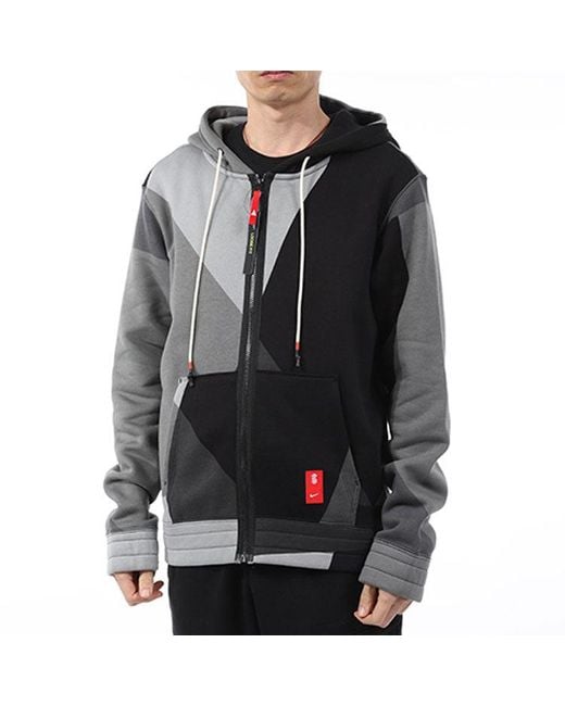 Nike Gray Kyrie Irving Colorblock Zipper Hooded Jacket for men