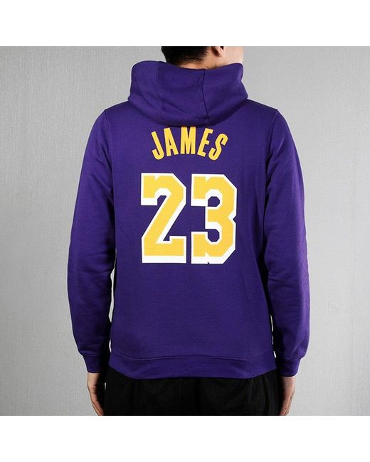 Nike Purple Nba Lakers Lebron James Basketball Sports Fleece Lined Pullover for men