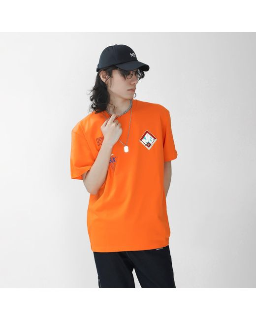 New Balance Orange X Salehe Bembury Printing Logo Round-Neck Tee