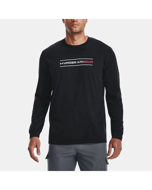 Under Armour Blue Branded Spiral Heavyweight Long Sleeve T-Shirt for men