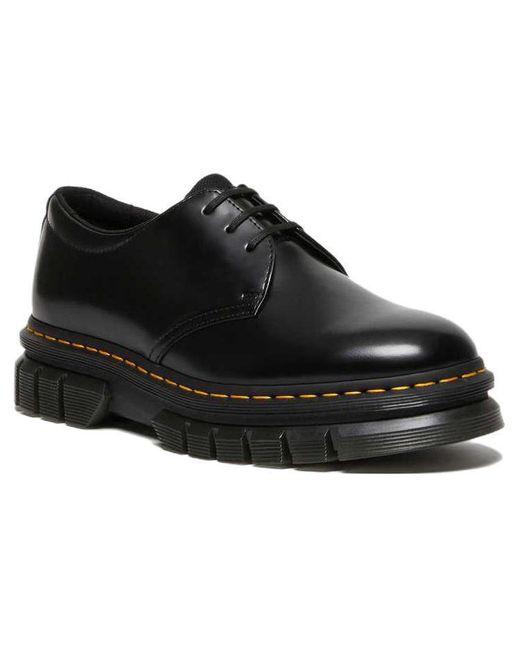 Dr. Martens Black Rikard Polished Smooth Leather Shoes Polished Smooth'