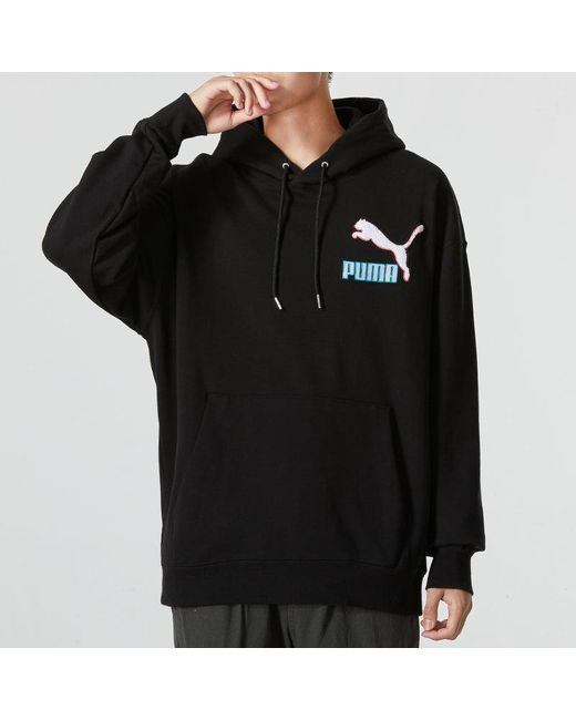PUMA Black Colorblock Fandom Logo Hoodie for men