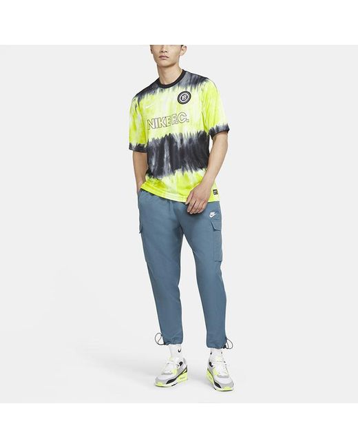 Nike Yellow Training Sports Jersey Round Neck Loose Short Sleeve for men
