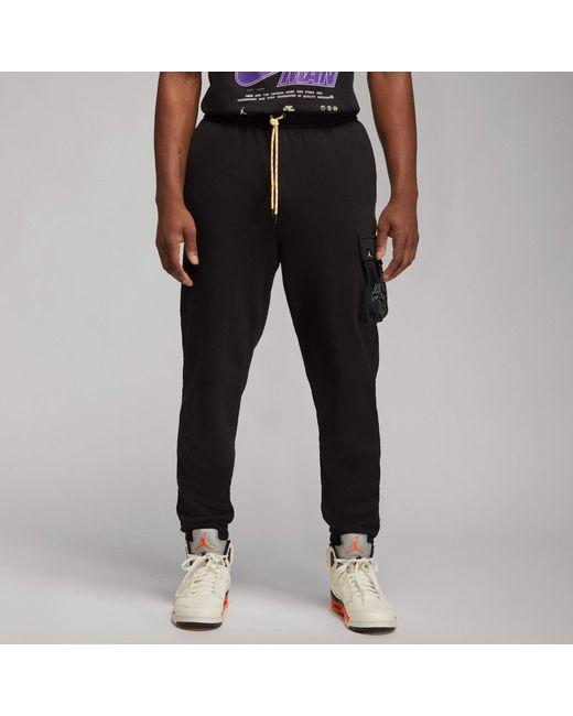 Nike Black Jumpman Solid Color Mesh Big Pocket Breathable Lacing Sports Pants for men